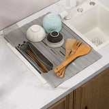 Silicone Kitchen Storage Rack Heat resistant Space Saving Sink Drainer Mat with Pocket Folding Makeup Drainer Rack Bathroom