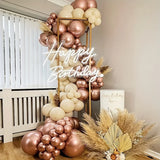 Popxstar 128Pcs Pink Balloon Garland Arch Kit Rose Gold Metallic Latex Balloons Anniversary Birthday Wedding Party Decoration Baby Shower