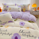 Popxstar  Milk Velvet Floral Duvet Cover, Ultra-Soft Cozy Warm Winter Reversible Plush Comforter Cover, 1 PC Botanical Flower Quilt Cover
