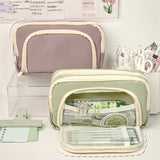 Popxstar Girl Large Capacity Aesthetic Pencil Back-to-school Cases Cute Stationery Holder Bag Zipper Pencil Pouch Student School Supplies
