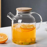 Popxstar  1000/1800ML Large Glass Teapot with Lid - Heat-Resistant High Borosilicate Glass Pot for Hot & Cold Tea, Herbal Infusions