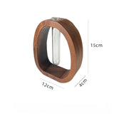 Popxstar  Walnut solid wood flower ware Creative flower arrangement decoration Simple glass plant flower stand mini water-cultured vase