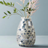Popxstar  Pastel Mosaic Glass Vase for Hydroponic Pothos & Small Flowers - Modern Home/Office Desk Decor with Minimalist Artistry