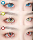 Popxstar  2PCS(1 Pair) Myopia With Diopter Colorful Cosplay Contact Lenses For Eyes Yellow Blue Red Green Halloween Lenses Yearly