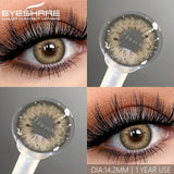 Popxstar Myopia Lenses 1 Pair Colored Contact Lenses with Degree Natural Eye Contacts Brown Lenses Gray Pupils Yearly Disposable