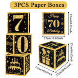 Popxstar  Gold Black Birthday Number Paper Boxes 18 30 40 50 60 70 75 80 Year Old Birthday Party Decoration Adult Birthday Party Supplies