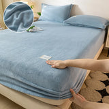 Popxstar Soft Plush Warm Mattress Cover Winter Velvet Material Fitted Sheet Thickened Warm Bed Cover Mattress Protector Multiple Sizes