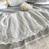 Popxstar shabby chic Princess Style Lace Bed Skirt + Pillowcases Bedding Bedspreads Sheet Pink Lace Bedding Set Solid color Bed For Girl Bed Cover