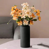 Popxstar  Striped Ceramic-Like Plastic Vase For Flowers Decorative Floral Arrangement Display Creative Little Flower Vase