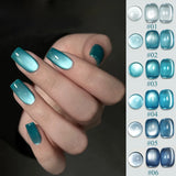 Autumn Winter Blue Black Red Glass Bead Crystal Cat Eye Gel Nail Polish New Whitening High Density Sparkling Nail