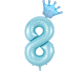 Popxstar  40inch Pastel Light Blue Pink Foil Number Balloon With Crown 1 2 3 4 5 6 Boy Girl Birthday Party Baby Shower Wedding Decoration