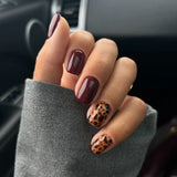 Popxstar 24pcs Short Square False Nails Sets Flower Design Stick on Fake Nails Datachable Simple Nude Press on Nails Tips with Jelly Glue