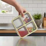 304 Stainless Steel Mini Compartment Lunch Box 4 Grid Square Microwave-safe Ice Cube Tray Leak-Proof Insulated Lunch Box