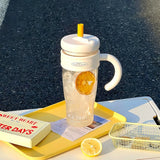 1100ML Large Capacity Plastic Straw Cup Summer Simple Office Ice Cup Water Bottle With Handle Portable Leak-proof Water Cup