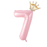 Popxstar  40inch Pastel Light Blue Pink Foil Number Balloon With Crown 1 2 3 4 5 6 Boy Girl Birthday Party Baby Shower Wedding Decoration