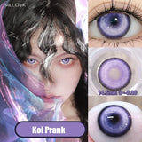 New 1 Pair Colored Contact Lenses with Degree Myopia Lenses Halloween Lenses Fashion Purple High Quality Beauty Pupil