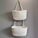 Wall-mounted storage basket storage bag hand knitting Cotton fabric material Nordic style kitchen household Small item storage