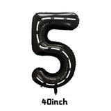 Popxstar  40inch Race Car Birthday Balloons Large Black Number 1 2 3 4 5 6 7 8 9 Foil Balloon for Kids Birthday Race Car Party Decor Suppl
