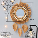 Popxstar Round Wall Mirrors Room Decor Handmade Macrame Decorative Hanging Mirror Living Room Bedroom Home Apartment Decoration