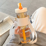 800ML Large Capacity Simple Plastic Water Bottle With Straw Portable Bubble Tea Infuser Filter Girl Student Juice Drinkwater Cup