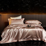 Popxstar  22 Momme Natural Mulberry Silk Luxury Bedding Set Yarn-dyed Jacquard Silk Cotton Duvet Cover Flat Sheet With Pillowcases 4Pcs