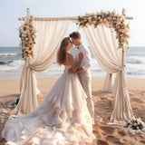 Popxstar Chiffon Champagne Beige Wedding Arch Draping for Ceremony Reception Decora Sheer Fabric Curtains for Party Stage Bridal Shower