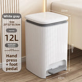 Popxstar  9/12L Wastebasket Pressing Type Recycle Bin with Pedal Lid Luxury Large Capacity Trash Bin Home Use Bathroom Kitchen Trash Can