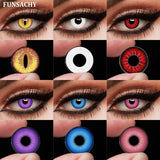 Popxstar   1 Pair Colored Cosplay Contact Lenses for Eyes White Red Black Cosplay Lens Anime Role Playing Eye Makeup Contact Lens
