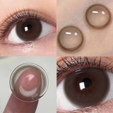 Popxstar -2pcs/pair Natural Pupil Lenses Collagen Series Contact Lenses for Eyes Brown Gray Eye Color Lens for Myopia 14.2mm