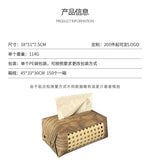 Popxstar Vine Woven Tissue Box Aesthetic Tissue Case Living Room Coffee Table Napkin Holder Antique Wood Grain Tissue Box Holder