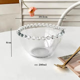Popxstar  Advanced Pearl Rimmed Glass Bowl Creative Oatmeal Yogurt Bowl Breakfast Ice Cream Salad Bowl Glass Cutlery Kitchen Supplies Gift