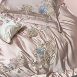 Popxstar  High Precision Damask Egyptian Cotton Flower Embroidery Luxury 4/5Pcs Bedding Set Duvet Cover Flat/Fitted Bed Sheet Pillowcases