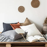 Popxstar Decoration Throw Pillow Cover Waist Pillowcase for Couch Cotton Linen Decorative Pillows for Sofa Bed Chair Durable Solid Color