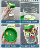 Cute Bubble Boba Pearl Milk Tea Straw Water Bottle High Borosilicate Glass Heat-resistant Leakproof Coffee Juice Cup Drinkware