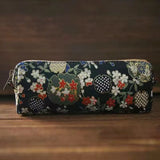 Creative Embroidery Pencil Bag Bird Flower Vintage Stamping Pencil Pouch Large Capacity Retro Style Pencil Case School