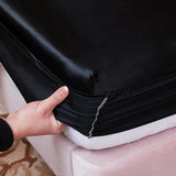 Popxstar Fitted Sheet High-End Mattress Cover Solid Color Luxury Satin Fit Sheet Elastic Band Bed Sheet Double Queen Size Bedsheet