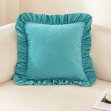 Christmas Red Green Solid Color Throw Blanket Double-layer Ruffled Edge Matte Velvet Modern Simple Elegant Sofa Cushion Cover