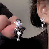 Popxstar Fashion Exquisite Shining Zircon Stars Drop Earrings Girls Simple Design Ear Studs Women New Korean Trendy Jewelry Gifts