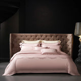 Popxstar  Luxury Embroidery Bedding Set 800TC Lyocell Cotton Soft Silky Cool Feeling Duvet Cover Flat/Fitted Bed Sheet Pillowcases 4Pcs