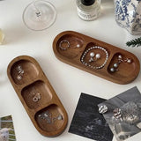 Popxstar Retro Japanese Solid Wood Tray Earring Jewelry Plate Perfume Shelf Cosmetics Storage Entrance Key Storage Tray Home Decorations