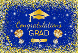 Popxstar Graduation Backdrop Congrats Gold Class of Grad Photocall Decoration Photography Background Photo Banner