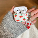 INS Red Strawberries Cherries Pendant Earphone Case For Airpods Pro 2 3 1 4 Protective Cover with Anti-lost Lanyard Accessories