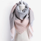 Popxstar Imitation cashmere warm scarf plaid square scarf winter shawl women's color matching square acrylic blanket