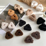 Popxstar Plush Cat Ears Hair Clips For Women Girls Lamb Cashmere Hairpin Forehead Bangs Clip Fluffy Children New Winter Hair Accessories