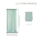 Popxstar  2pcs 5ft x10ft Chiffon Backdrop Curtains, 2 Layer Sheer Fabric Backdrop Drapes Drapes for Bridal Shower Wedding Arch Party Decor
