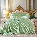 Popxstar High-end Blending Natural Mulberry Silk Bedding Set Luxury Satin Silky Queen Size Duvet Cover Set with Sheets King Size Bed Set