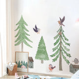 Popxstar Large Fresh Forest Tree Wall Stickers Self-adhesive Paper Bedroom Home Decor Living Room Background Wall Porch Decoration
