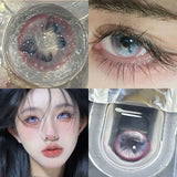 Popxstar 1Pair Colored Contact Lenses Cosplay Red Blue Purple Green Brown Grey Anime Lenses Halloween Beauty Cosmetic for Eye