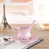 Popxstar  Elegant Pink Coffee Cup Saucer Spoon Set Europe Princess Ceramic Tea cup 180ml Top Porcelain Teacup Cafe Teatime Drinkware