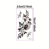 Popxstar  1 Pc Washable Temporary Tattoo, Vivid Red Ink Flower Minimalist Design, Suitable For Daily Use